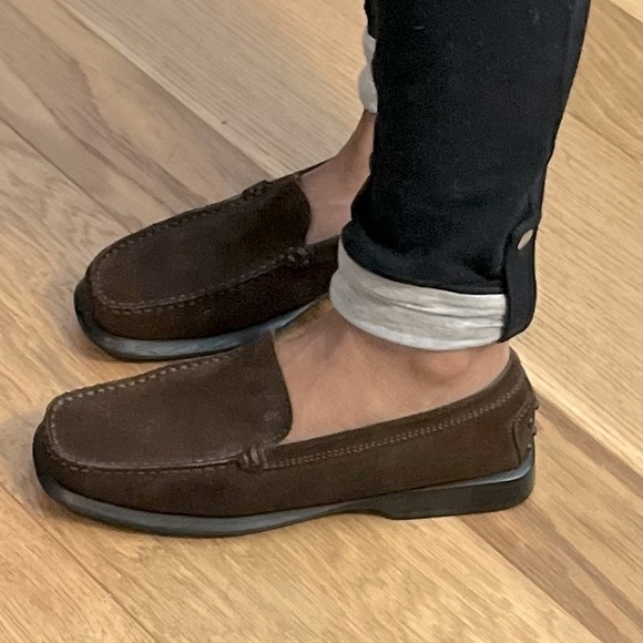 TOD'S DRIVING SHOES BROWN SUEDE Leather SIZE 5.5 Loafers Square Toe - Picture 11 of 11